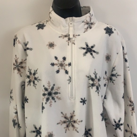 LAURA SCOTT FLEECE 3/4 ZIP PULLOVER SNOWFLAKE JACKET SIZE XLARGE - Picture 5 of 8